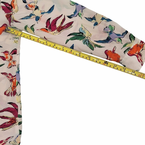 Anthropologie 100% Silk Potala Humming Bird Colorful button down Size US6 UK10 - Picture 7 of 8